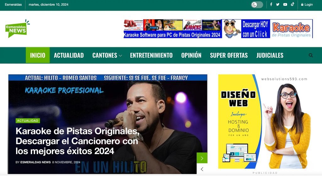 Screenshot of the Esmeraldas News website