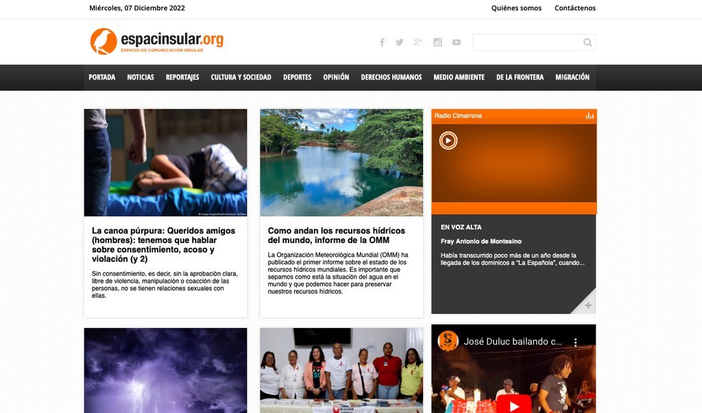 Screenshot of the Espacio De Comunicacion Insular website