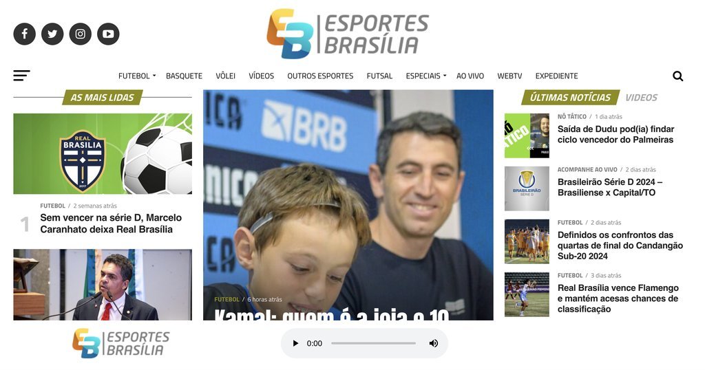 Screenshot of the Esportes Brasília website