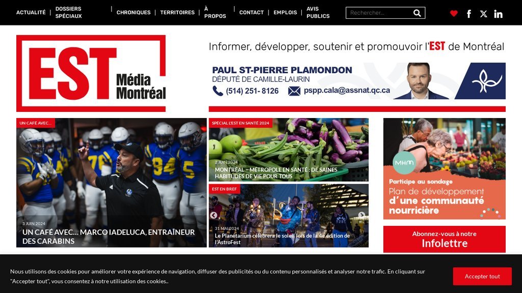 Screenshot of the Est Media Montreal website