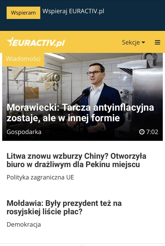 Screenshot of the EURACTIV.pl website