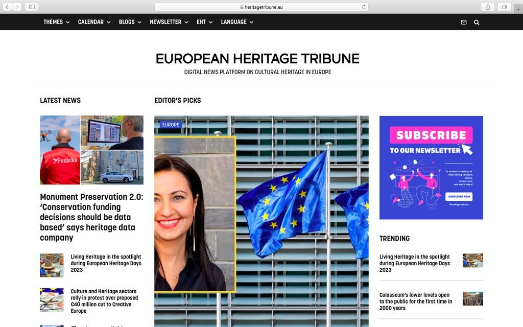Screenshot of the European Heritage Tribune website