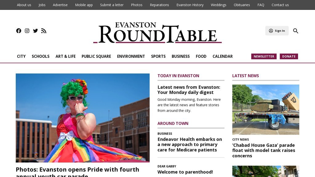 Screenshot of the Evanston RoundTable website