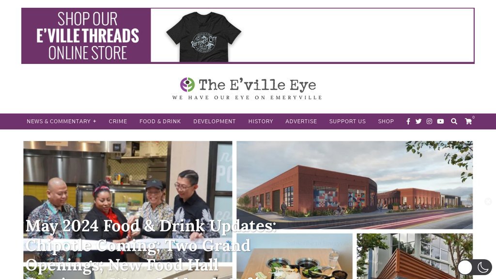 Screenshot of the E'ville Eye News, The website