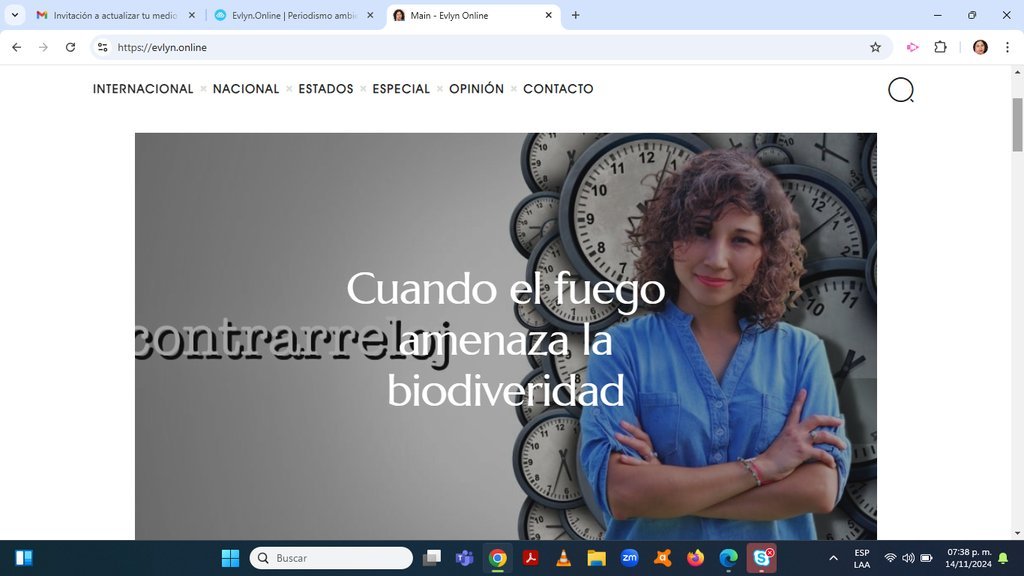 Screenshot of the Evlyn.Online | Periodismo Ambiental website