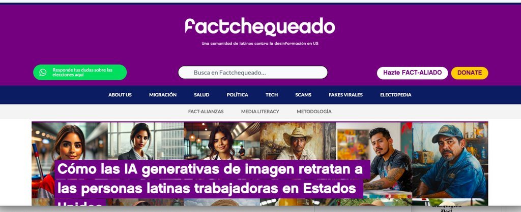 Screenshot of the factchequeado website