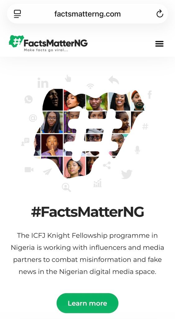 Screenshot of the FactsMatterNG website