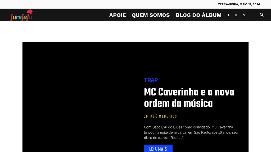 Screenshot of the FAROFAFÁ website