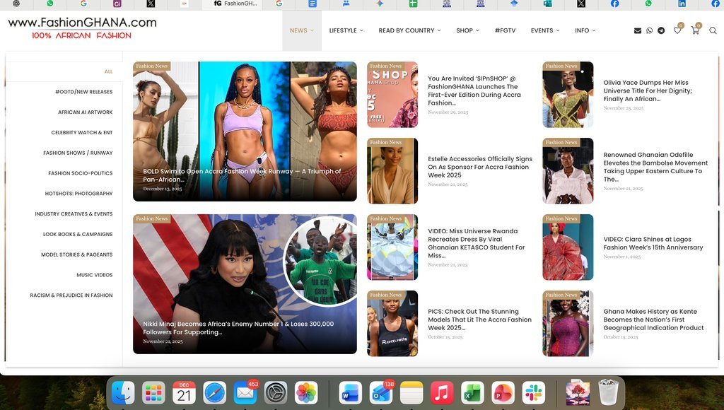 Screenshot of the Fashion Ghana website