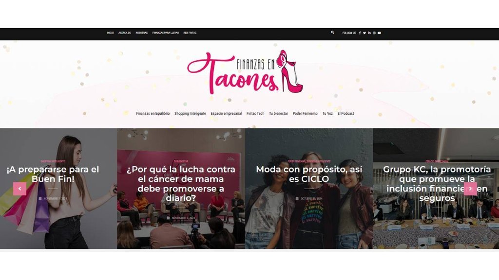 Screenshot of the Finanzas En Tacones website