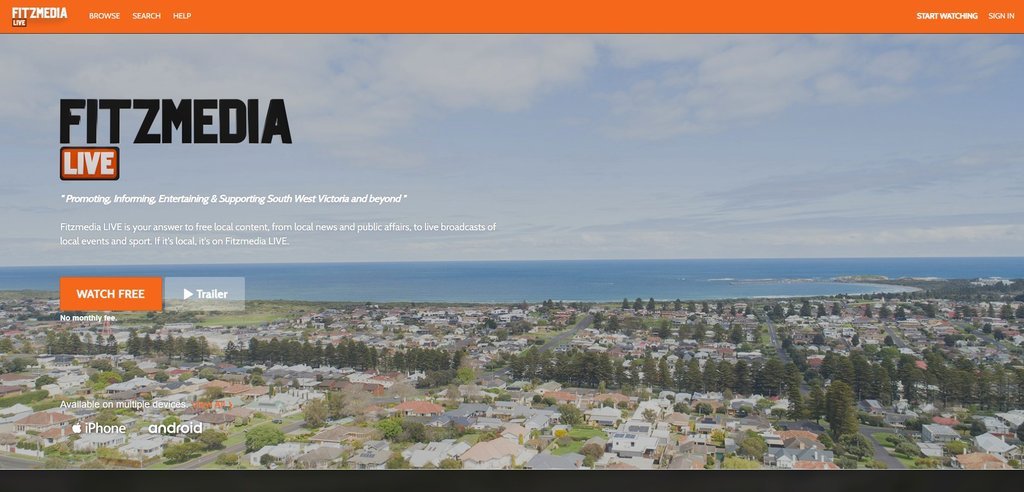 Screenshot of the Fitzmedia Live website