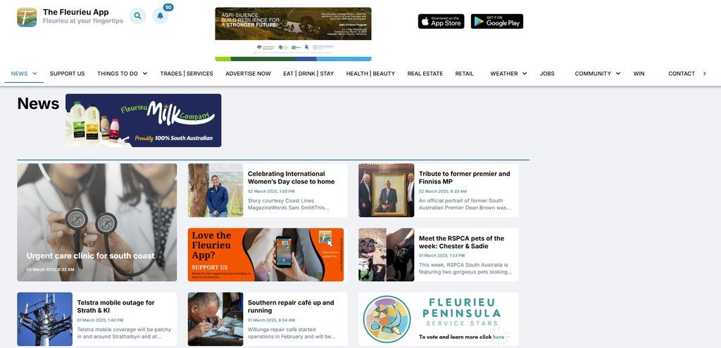 Screenshot of the Fleurieu App website