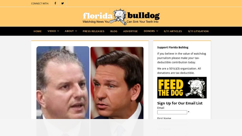 Screenshot of the Florida Bulldog website