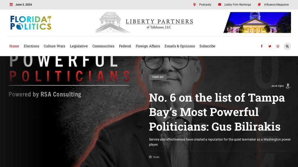 Screenshot of the Florida Politics website