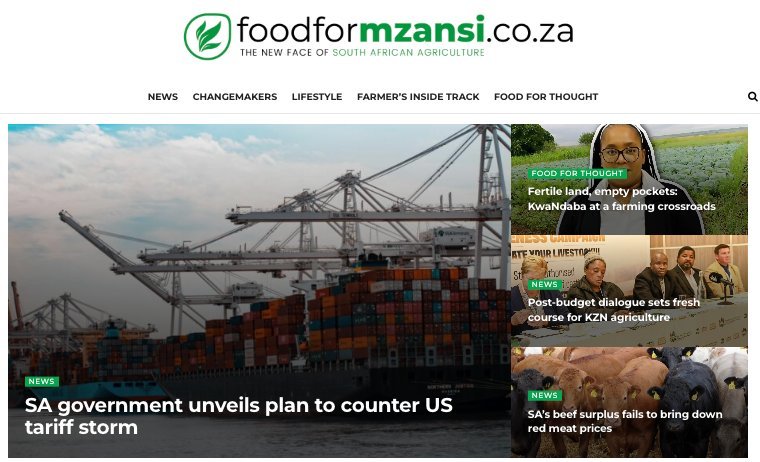 Screenshot of the Food for Mzansi website