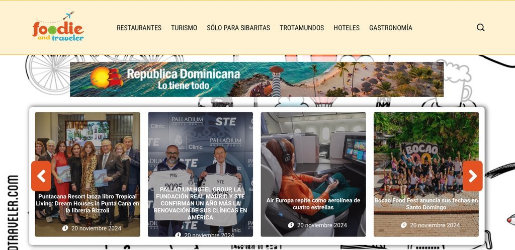 Screenshot of the foodie and traveler website