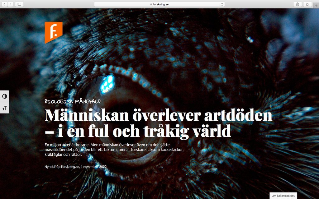 Screenshot of the Forskning.se website