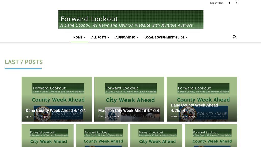 Screenshot of the Forward Lookout website