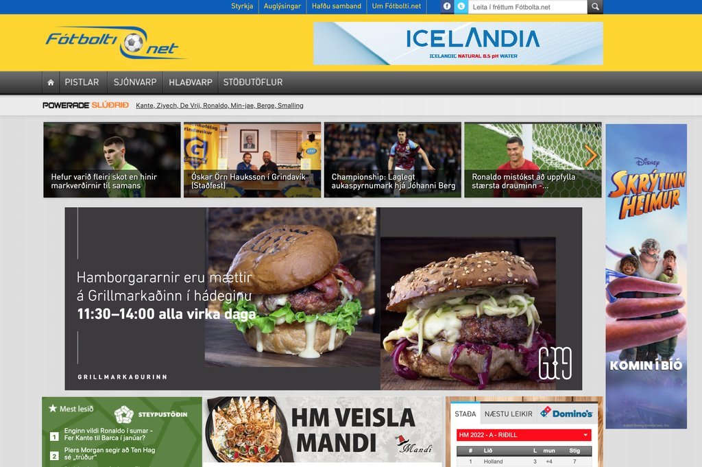 Screenshot of the Fótbolti.net website