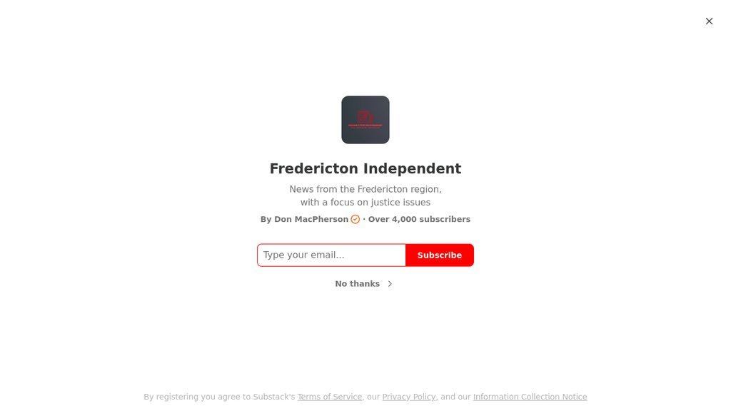 Screenshot of the Fredericton Independent website