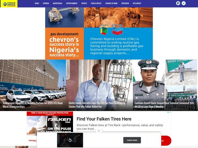 Screenshot of the Fresh Angle website