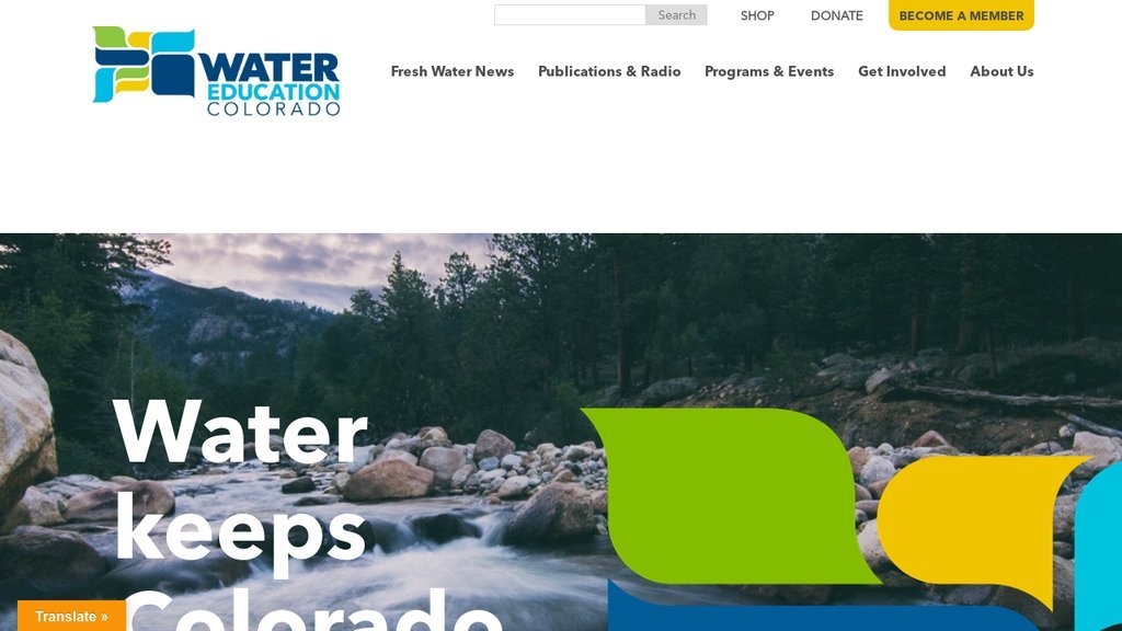 Screenshot of the Fresh Water News website