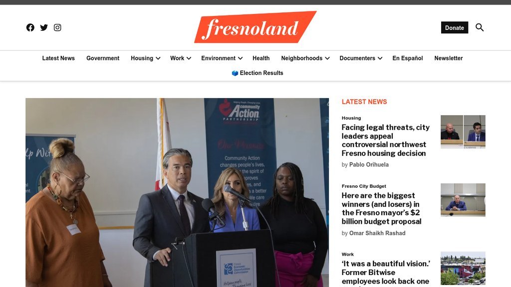 Screenshot of the Fresnoland website