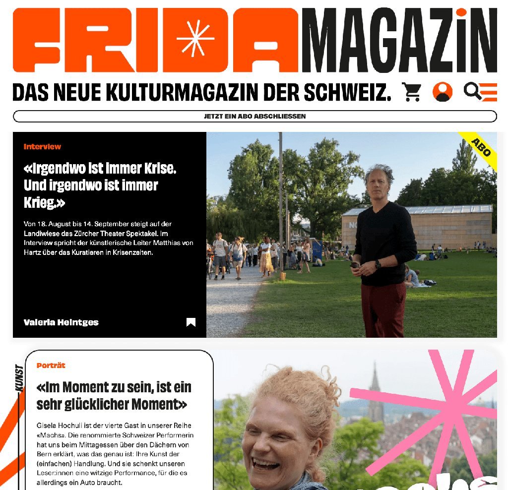 Screenshot of the FRIDA Magazin website