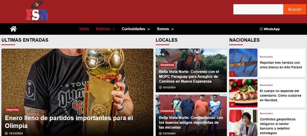 Screenshot of the Frontera Seca News website