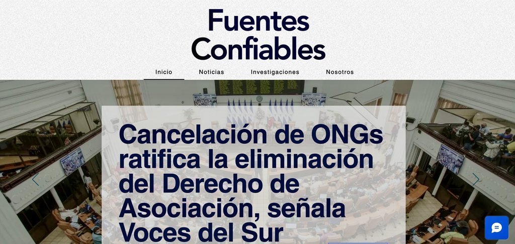 Screenshot of the Fuentes Confiables website