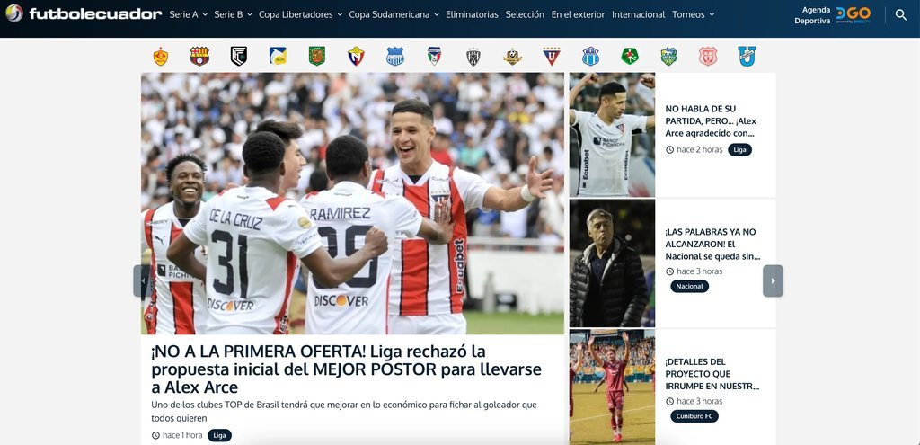 Screenshot of the Futbolecuador.Com website