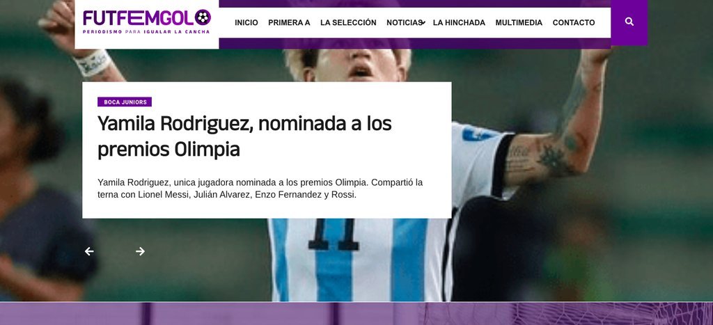 Screenshot of the Futfemgol website