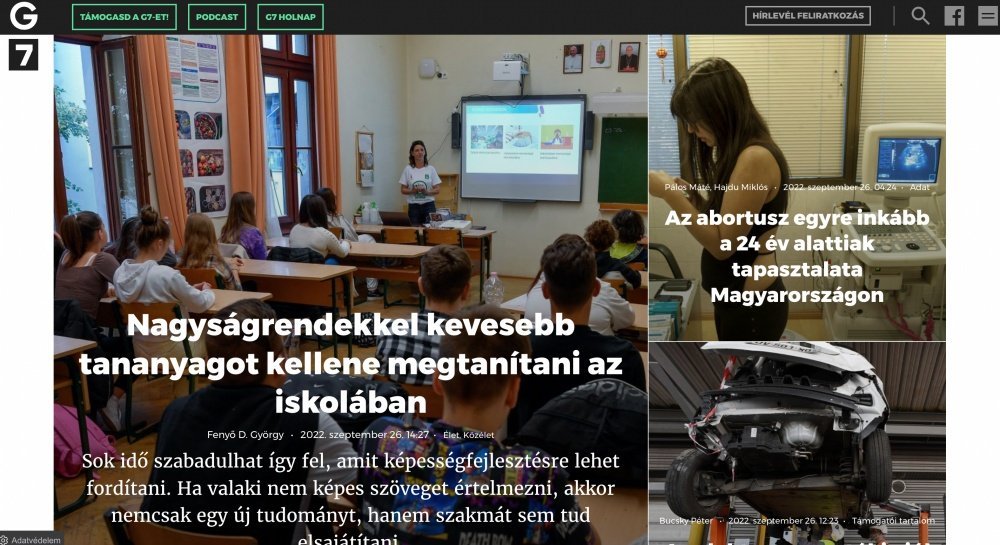 Screenshot of the G7 website