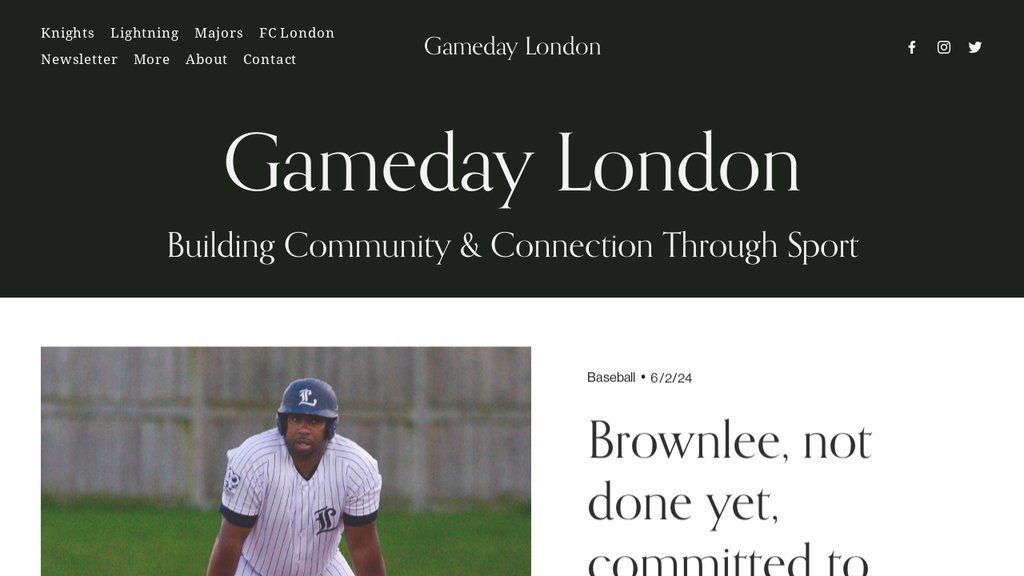 Screenshot of the Gameday London website