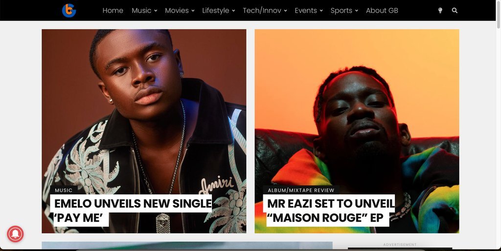 Screenshot of the GB Africa website
