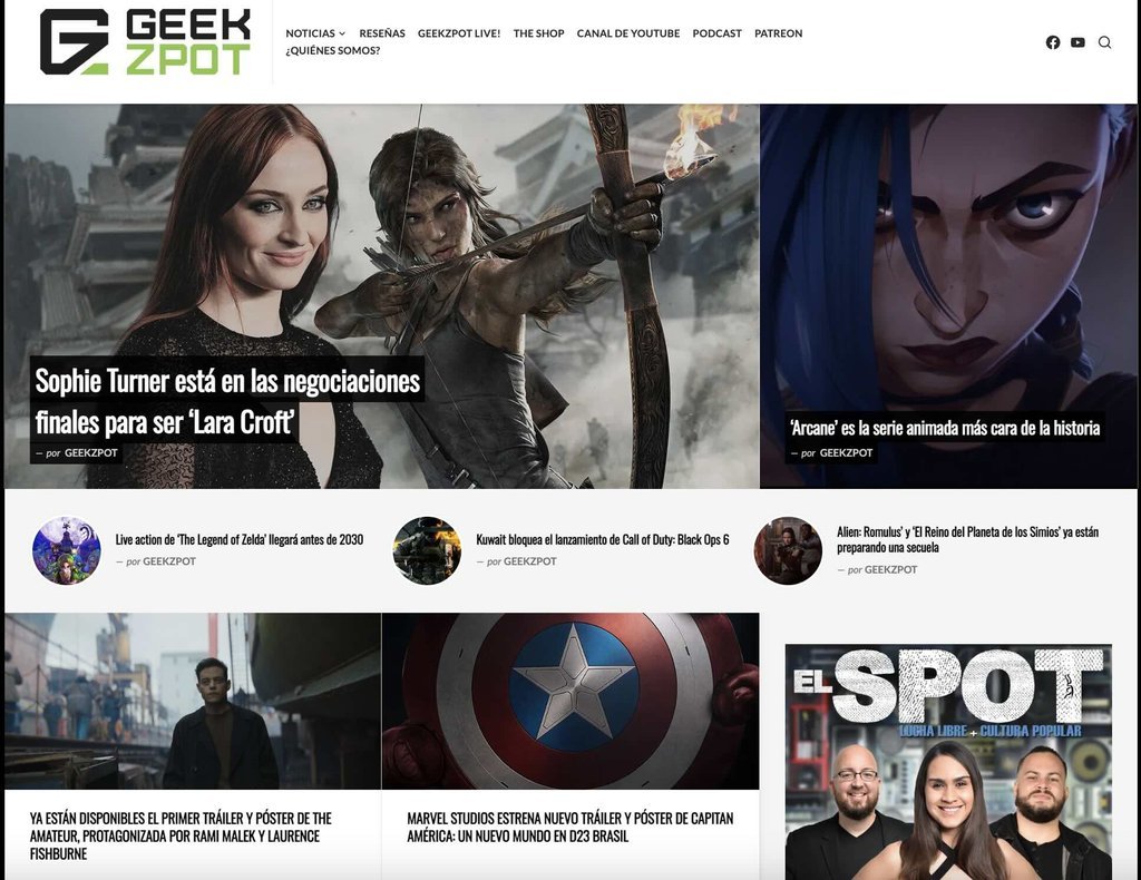 Screenshot of the Geekzpot website