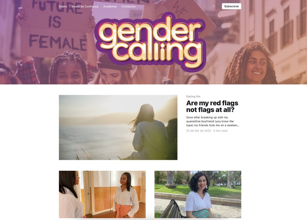 Screenshot of the Gender Calling website