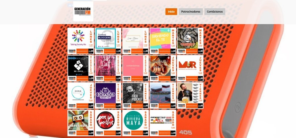 Screenshot of the Generacion Fm website