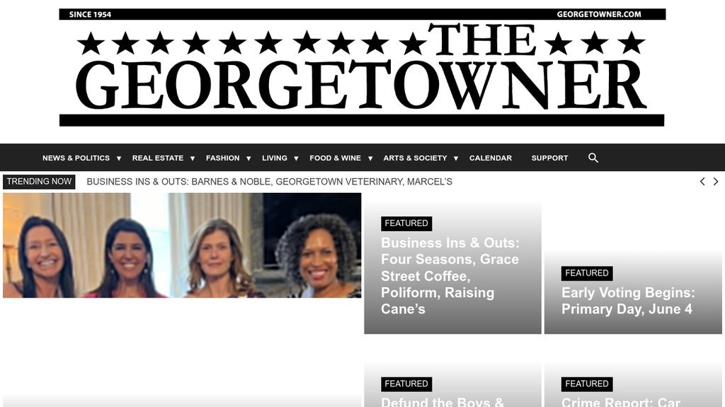 Screenshot of the Georgetowner, The website