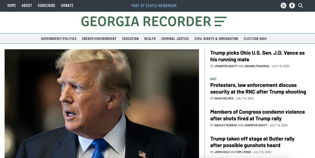 Screenshot of the Georgia Recorder website