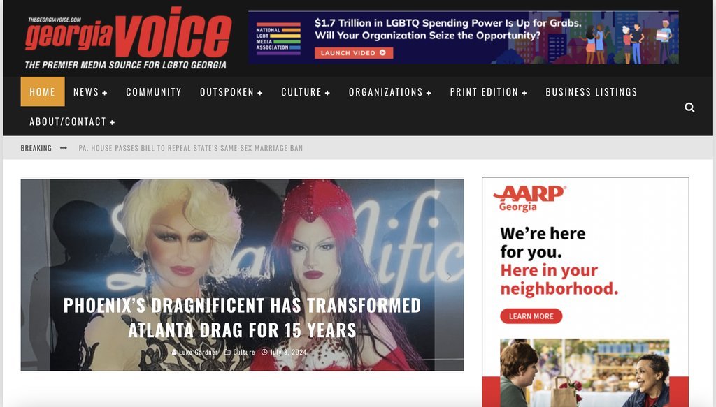 Screenshot of the Georgia Voice website