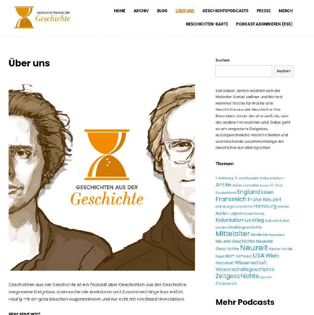 Screenshot of the Geschichten aus der Geschichte website