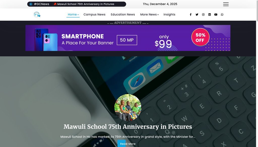 Screenshot of the GH Campus News website