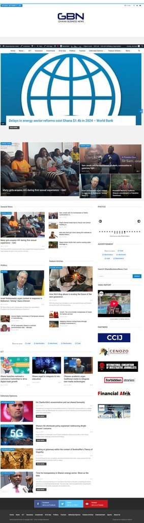 Screenshot of the Ghana Business News website