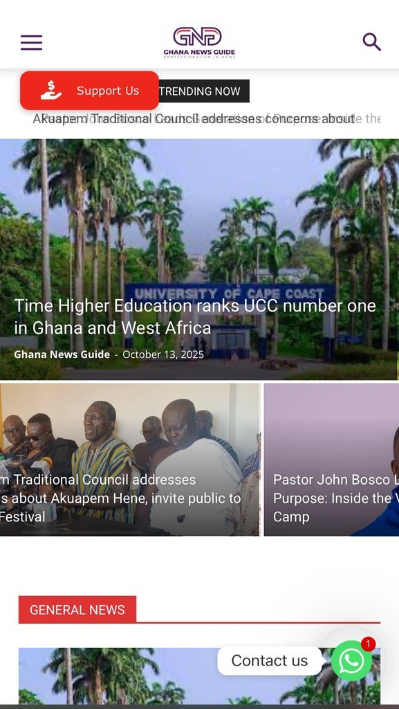 Screenshot of the Ghana News Guide website