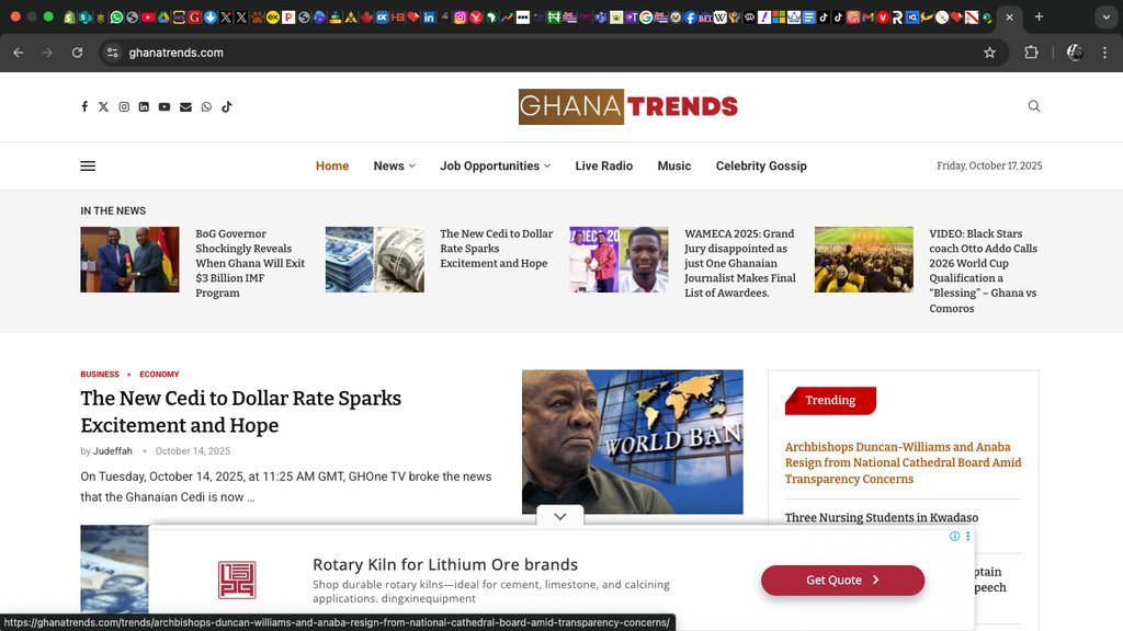 Screenshot of the Ghana Trends website