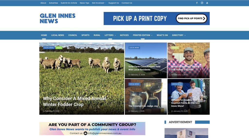 Screenshot of the Glen Innes News website