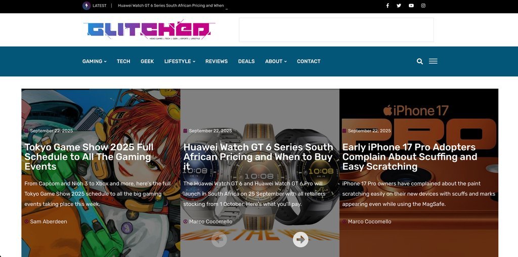 Screenshot of the GLITCHED website
