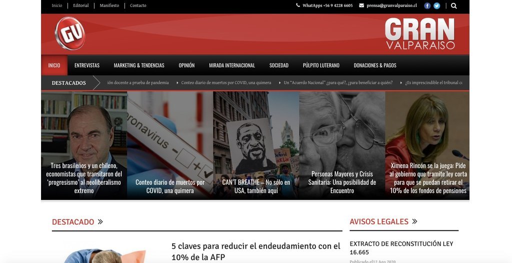Screenshot of the Granvalparaiso website