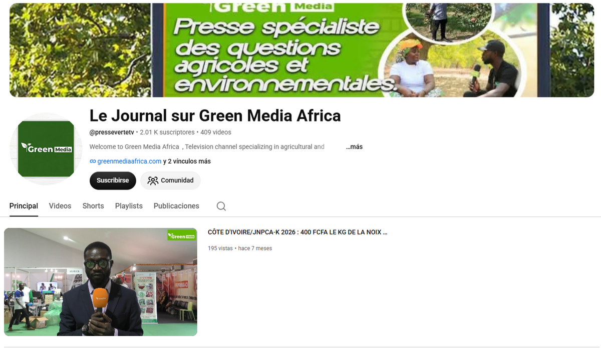 Screenshot of the Green Média Africa website